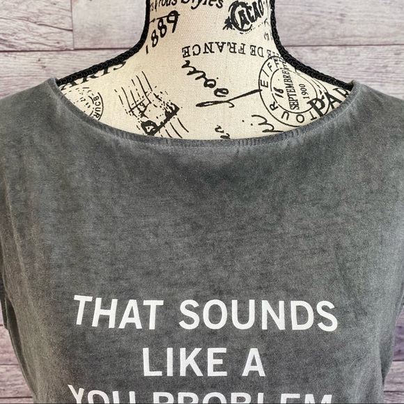 Kenneth Cole ‘That Sounds Like A You Problem’ Gray Sleeveless Top - Picture 5 of 14